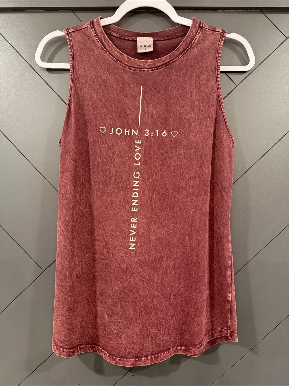 Washed Burgundy Muscle Tank Top - Never Ending Love
